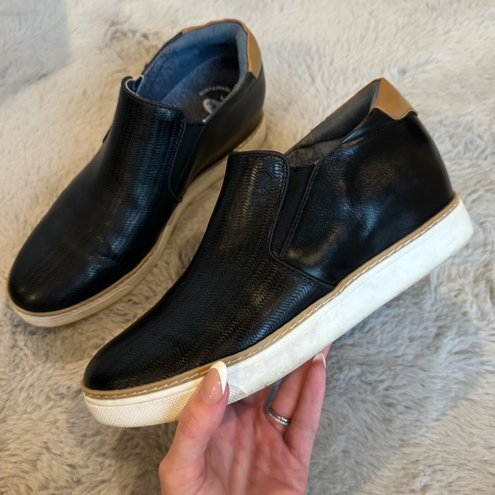 Dr. Scholls Comfort Wedge Sneakers Black size 8.5 White Brown Heel Shoes Woman’s